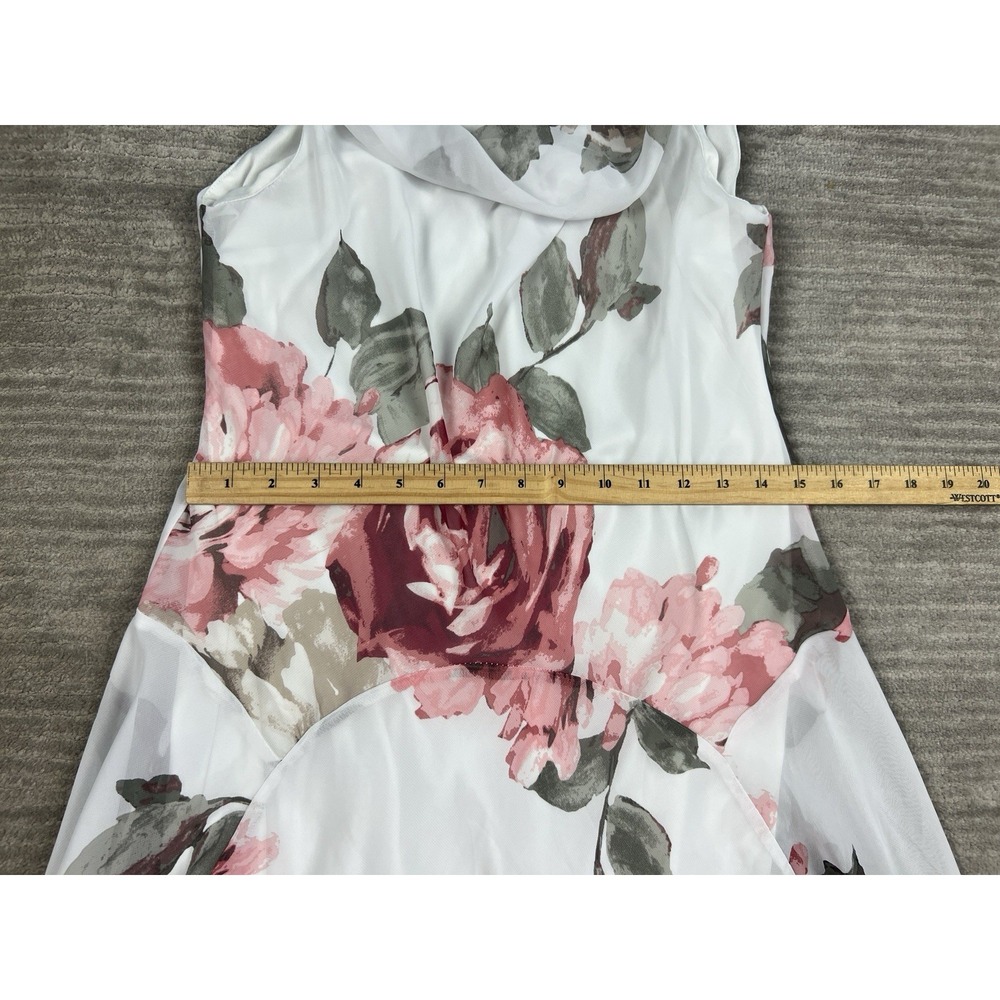 Robbie Bee White Midi Dress with Pink & Green Floral Print - Picture 5 of 12